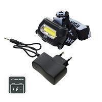 Фонарь налобный светодиодный аккумуляторный, 1СОВ, пластик