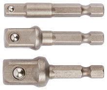 Адаптеры под головки с хвостовика U-типа под биты, набор 3шт., легиров. сталь