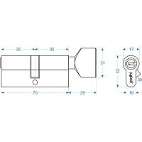 Цилиндр. механизм 5PIN, ключ-защелка, 70 мм Pobedit