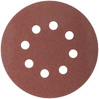 Круги абразивные шлифовальные перфорированные на ворсовой основе под "липучку" 125 мм Р80, 5шт