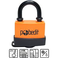 Замок навесной Бастион-1 всепогодный с закаленной дужкой 45 мм Pobedit