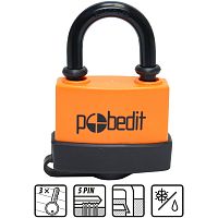 Замок навесной Бастион-1 всепогодный с закаленной дужкой 70 мм Pobedit