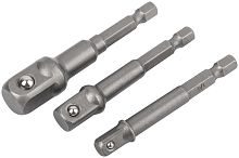 Адаптеры под головки с хвостовика U-типа под биты, набор 3шт., CrV сталь
